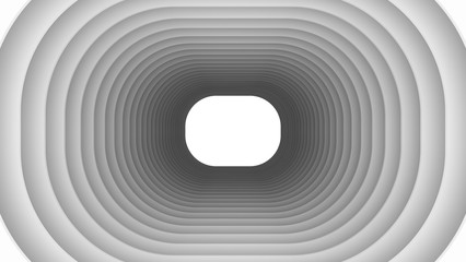 Poster - Structure of futuristic empty tunnel. Interior design on white background. Sci-fi digital technology concept. 3d abstract pattern illustration