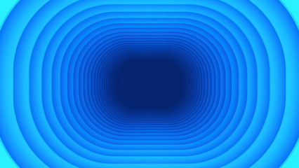 Poster - Structure of futuristic empty tunnel. Interior design on blue background. Sci-fi digital technology concept. 3d abstract pattern illustration