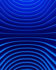 Poster - Structure of futuristic empty curve room. Interior design on blue background. Sci-fi digital technology concept. 3d abstract pattern illustration