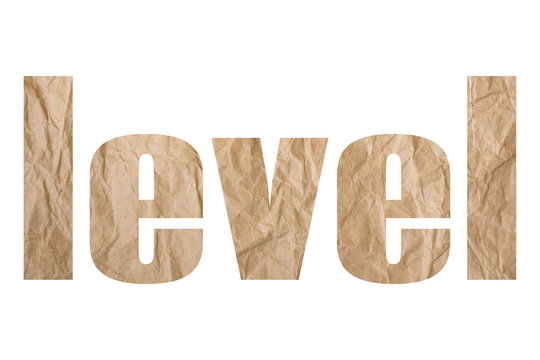 level word with wrinkled paper texture