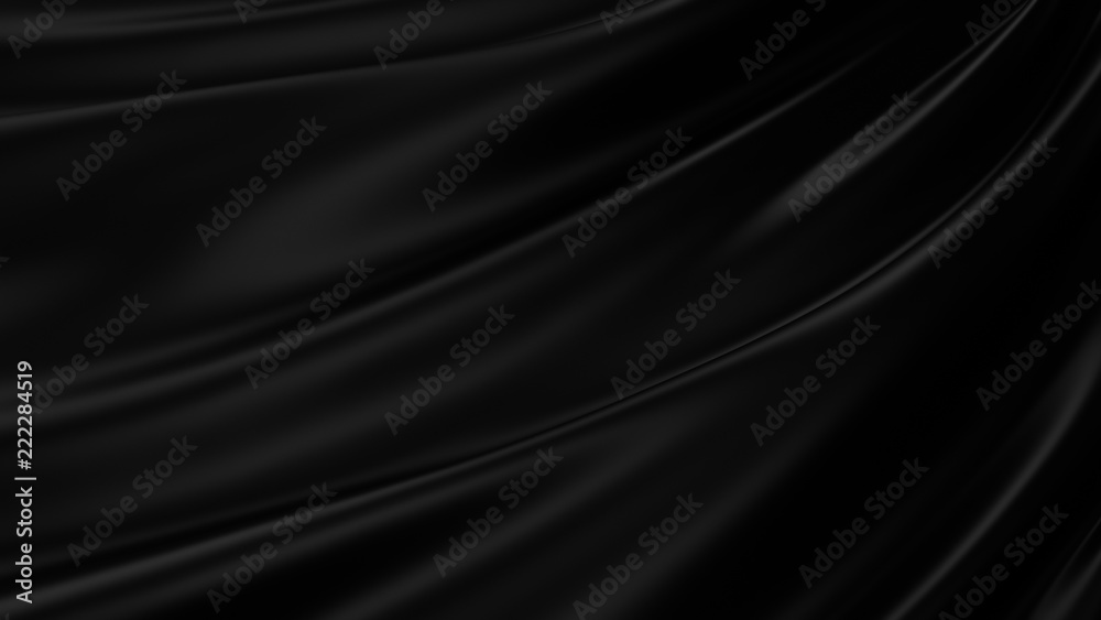 Black luxury cloth abstract background. Dark liquid wave or black wavy folds silk or satin background. Elegant wallpaper - obrazy, fototapety, plakaty 