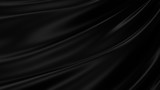Fototapeta  - Black luxury cloth abstract background. Dark liquid wave or black wavy folds silk or satin background. Elegant wallpaper