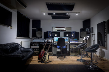 recording studio control room (no engineer)