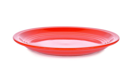 Red plate on white background