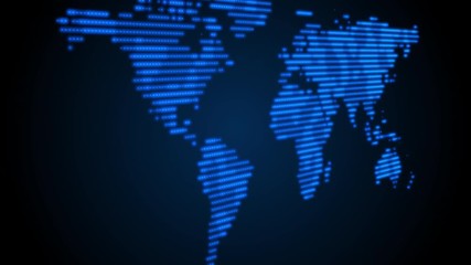 Leinwandbilder - Blue World Map Square Flickering Animation Background
