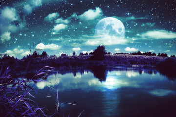 full moon over river