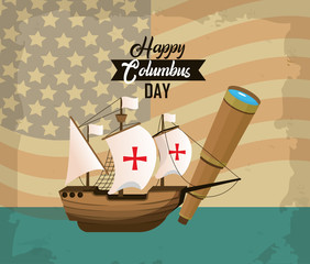 Wall Mural - Happy columbus day card