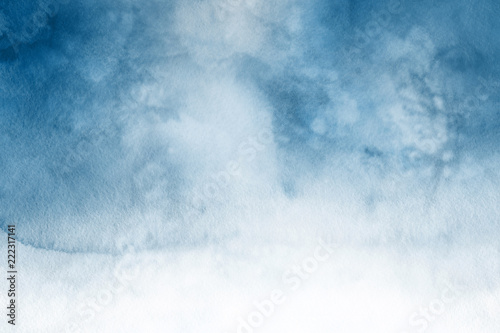 Blue winter watercolor ombr...