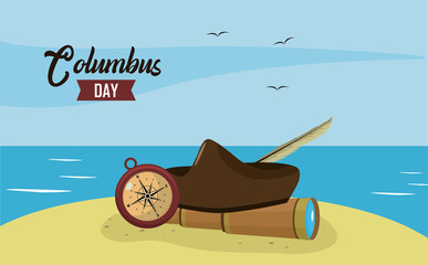 Wall Mural - Happy columbus day card