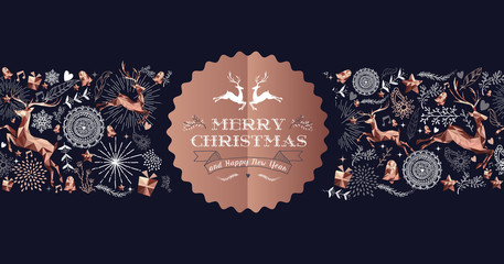 merry christmas copper luxury deer label card