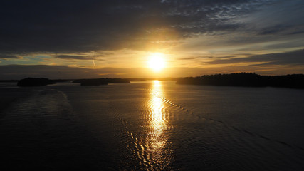 sunset at archipelago sea in sweden