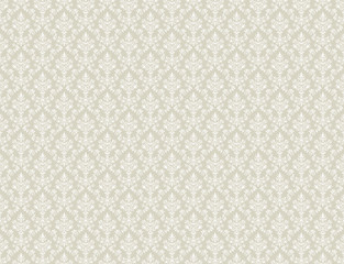 Brown gold wallpaper with white damask pattern