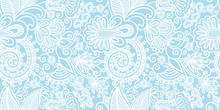 Blue Vector Pattern With Abstract Colors. Seamless, Two-color For A Variety Of Designs. Beautiful Design In Russian Style.