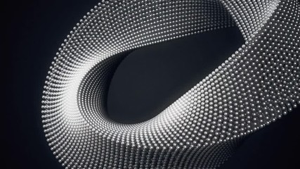 An animated abstract background created from waves of metallic spheres.