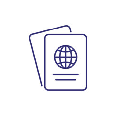 Poster - Foreign passport line icon. Visa, document, arrival. Customs house concept. Vector illustration can be used for topics like citizenship, immigration, travelling