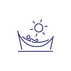 Poster - Person in hammock line icon. Beach, sun, resort. Sunbathing or vacation concept. Vector illustration can be used for topics like summer, tourism, retreat