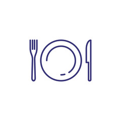 Poster - Tableware line icon. Dinner, utensil, table setting. Restaurant concept. Vector illustration can be used for topics like food, kitchen equipment, catering