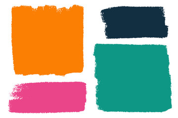 Poster - Vector set of hand drawn brush strokes and stains in various geometric shapes for backdrops. Colorful artistic hand drawn rectangular backgrounds.