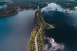 Landscape views from the air of the lakes at Punkaharju Finland