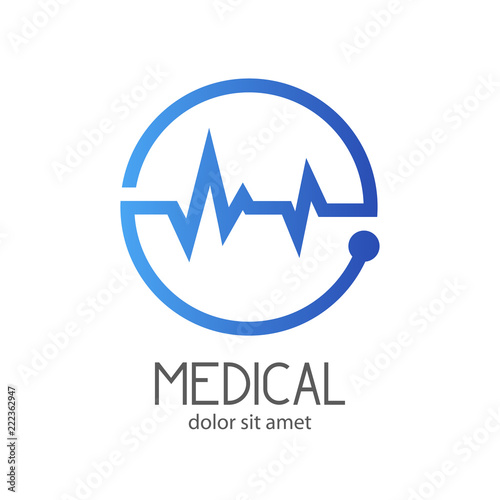 Foto Logotipo MEDICAL con ritmo cardiaco en circulo en azul