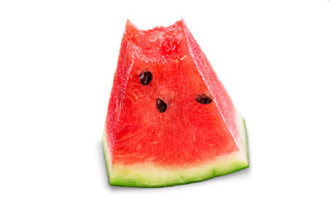 Poster - A bitten triangular piece of ripe watermelon