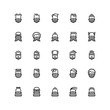 Twenty five  icons of male haircuts, beard, mustaches isolated on white background. Emoji and avatars flat style set.