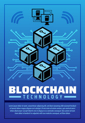 Aufkleber - blockchain technology poster for cryptocurrency