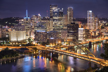 Pittsburgh City Downtown Skyline Landscape View Over The Monongahela And Allegheny River