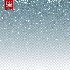 Aufkleber - Snow with snowflakes. Winter blue background for Christmas or New Year holidays. Falling snow effect. Frost storm, snowfall, ice.