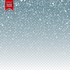 Aufkleber - Snow with snowflakes. Winter blue background for Christmas or New Year holidays. Falling snow effect. Frost storm, snowfall, ice.