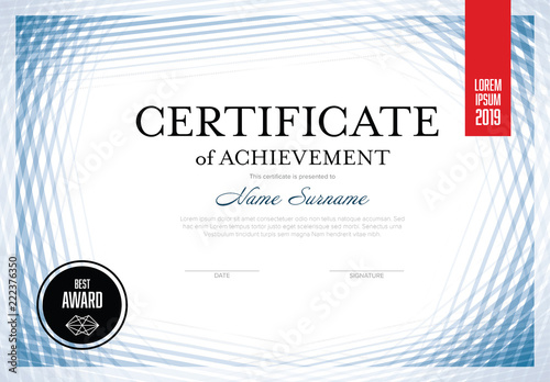 Certificate Layout With Repeating Blue Lines Kop Den Har