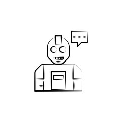 Poster - Humanoid icon. Element of mad science icon for mobile concept and web apps. Hand drawn Humanoid icon can be used for web and mobile