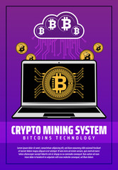 Aufkleber - crypto mining system poster with digital web money