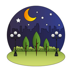 Canvas Print - park scene at night isolated icon