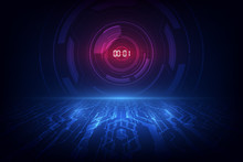 Abstract Futuristic Technology Background With Digital Number Timer Concept And Countdown, Vector Transparent