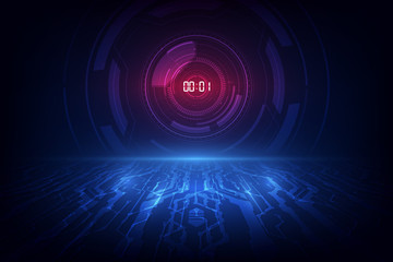 Poster - Abstract Futuristic Technology Background with Digital number timer concept and countdown, vector transparent