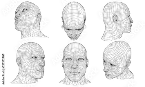 Set with a polygonal head of a man 3D Poster Mural XXL