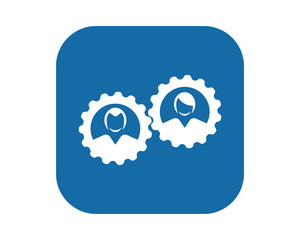 Canvas Print - gear person avatar figure silhouette profile image vector icon logo
