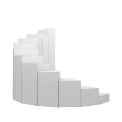 Poster - Spiral staircase isolated on white background in financial business concept. 3d abstract illustration.