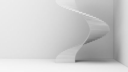 Poster - Spiral staircase isolated on white background in minimal architecture graphic design concept. 3d abstract illustration.