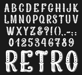 Poster - Vector vintage retro font letters and numbers