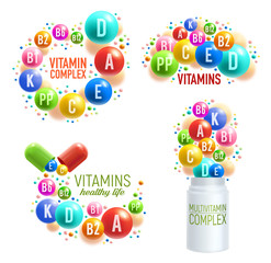 Wall Mural - Vitamin pills and multivitamin complex capsules