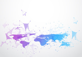 Global network business connection. World map point and line composition concept of global business. Vector Illustration