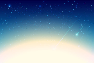 Wall Mural - starfall blue night sky with star vector background