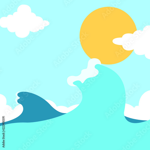 太陽と空と海と雲の背景 Stock Vector Adobe Stock