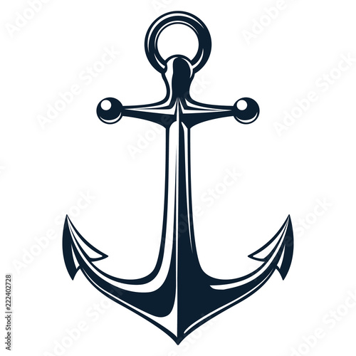 Cuadros en Lienzo Vector illustration, monochrome sea anchor icon isolated on white background