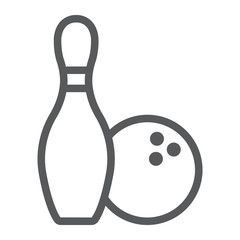 Poster - Bowling line icon, game and sport, bowling pins and ball sign, vector graphics, a linear pattern on a white background, eps 10.