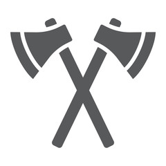 Axes glyph icon, weapon and hatchet, crossed axes sign, vector graphics, a solid pattern on a white background,