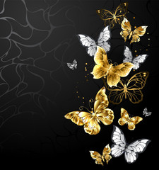 Gold and white butterflies