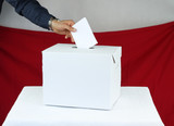 Fototapeta Do akwarium - Mężczyzna oddający głos do urny wyborczej